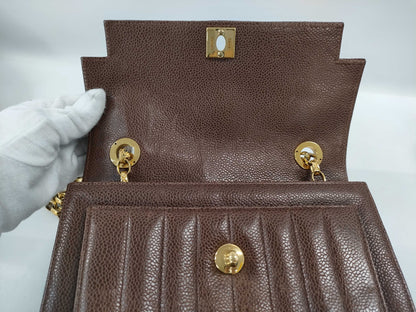 CHANEL Mademoiselle Caviar Leather Brown Chain Shoulder Bag 2534487
