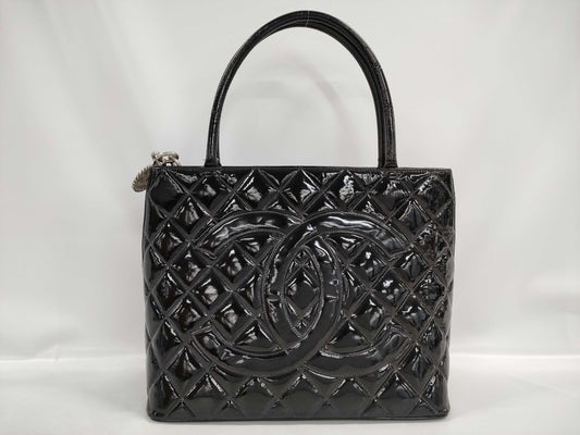 CHANEL Reprint Tote Bag Enamel/Black