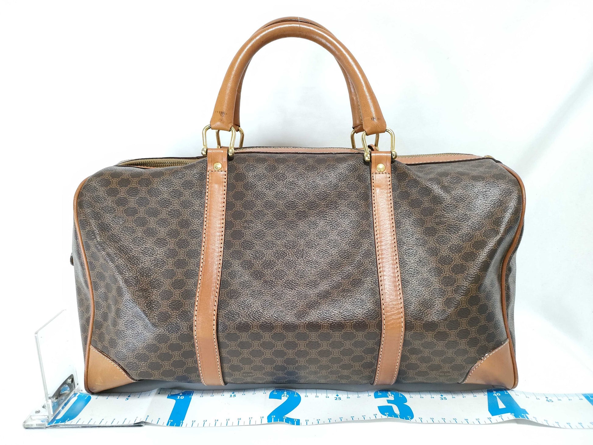 CELINE Boston Bag Macadam Pattern/Brown Boston Bag