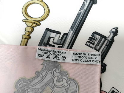 HERMES Carre 90 Pink/White Scarf
