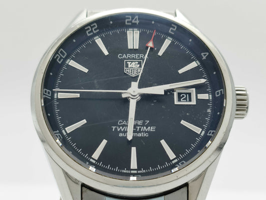 TAG Heuer Carrera Calibre 7 Twin Time WAR2010.BA0723 WEV0087 Black Dial Automatic Men's Watch
