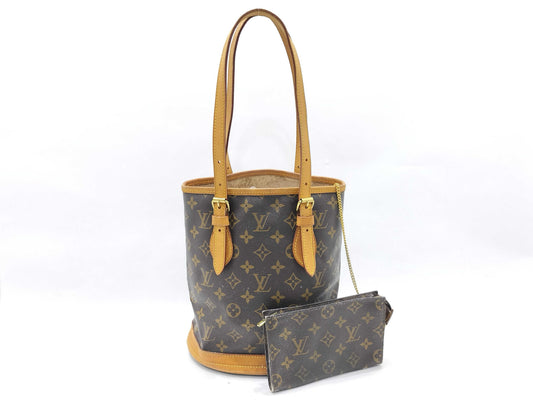 LOUIS VUITTON M42238 Monogram Bucket PM Tote Bag with Pouch M42238