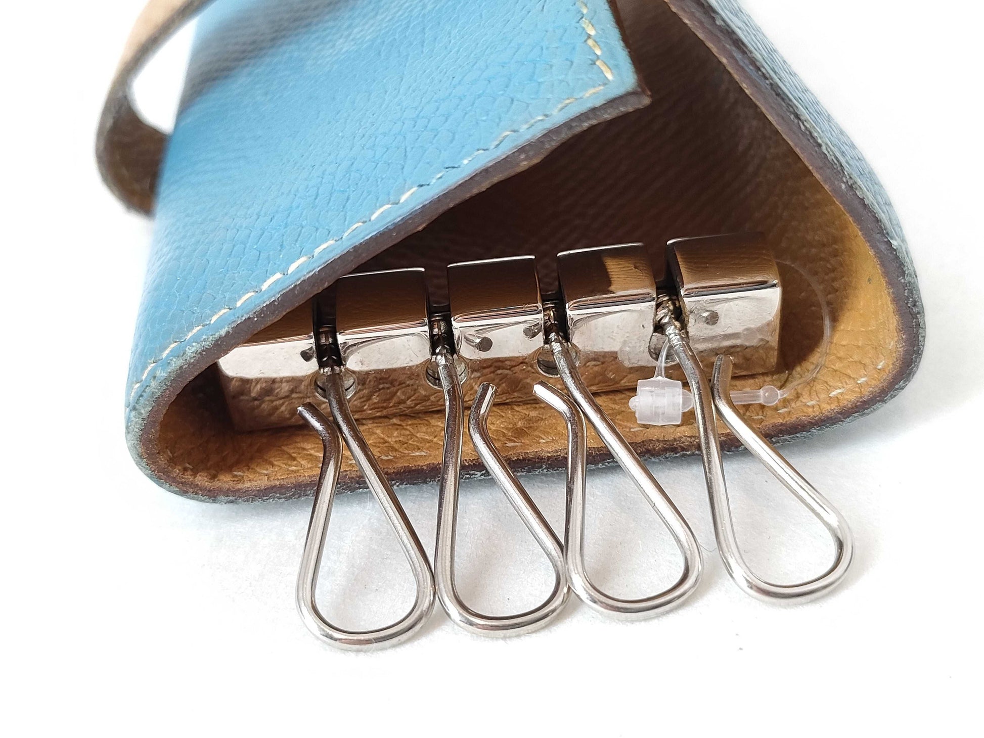 HERMES Bearn Bearn 4-Key Case Epson Blue Jean Two-Tone Large Key Case/Key Holder