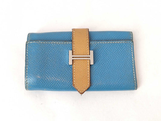HERMES Bearn Bearn 4-Key Case Epson Blue Jean Two-Tone Large Key Case/Key Holder