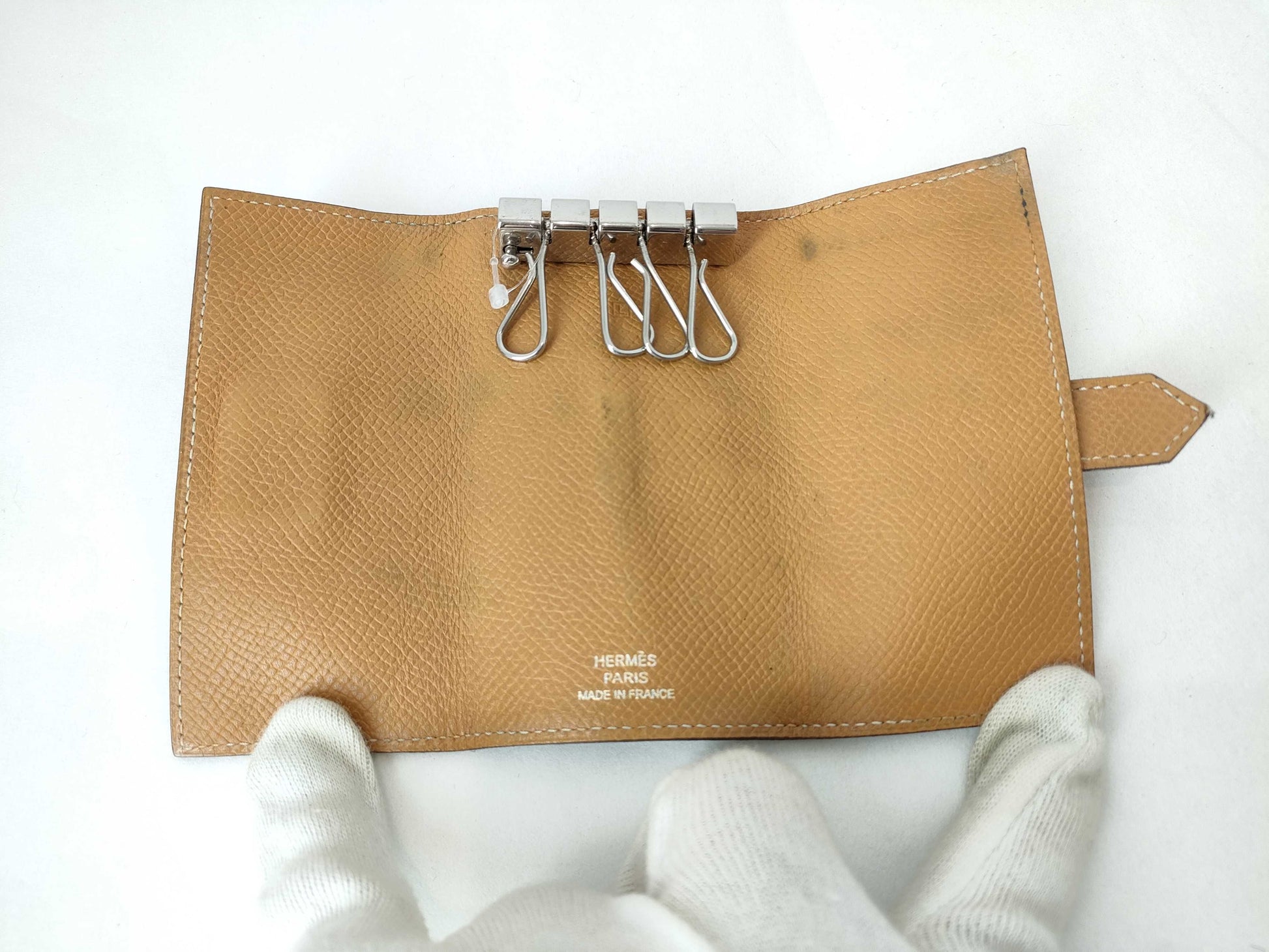 HERMES Bearn Bearn 4-Key Case Epson Blue Jean Two-Tone Large Key Case/Key Holder