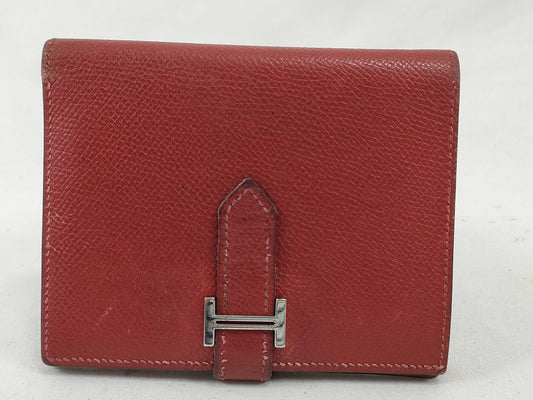 HERMES Bearn Bearn Compact Epson □I Red Wallet