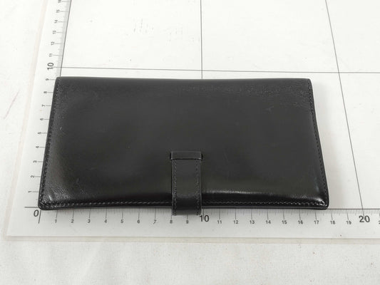 HERMES Bearn Bearn Box Calf Black □E Wallet