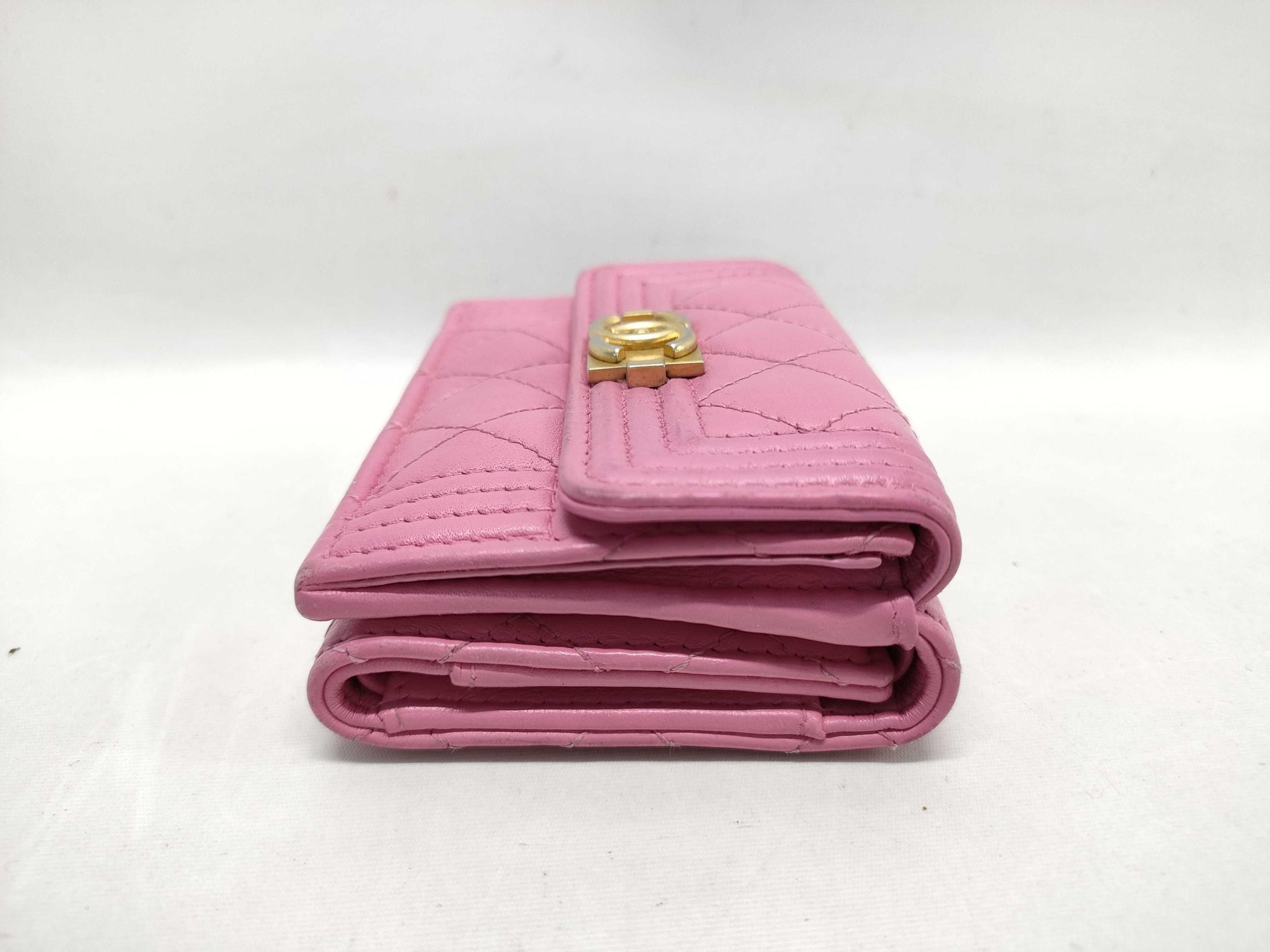 CHANEL Boy Chanel Compact Wallet, Pink, No. 26