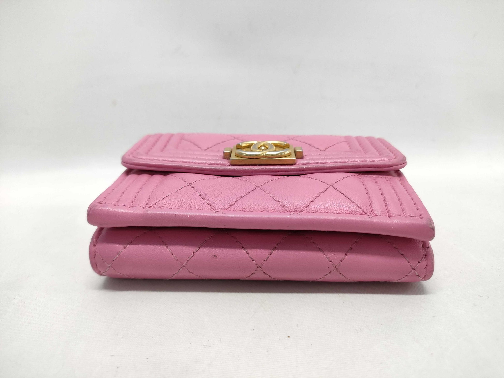 CHANEL Boy Chanel Compact Wallet, Pink, No. 26