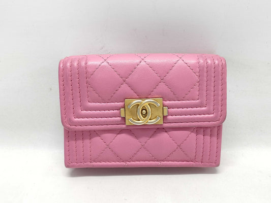 CHANEL Boy Chanel Compact Wallet, Pink, No. 26