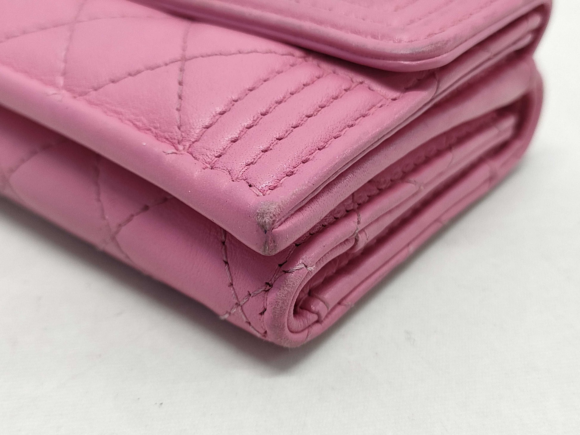 CHANEL Boy Chanel Compact Wallet, Pink, No. 26