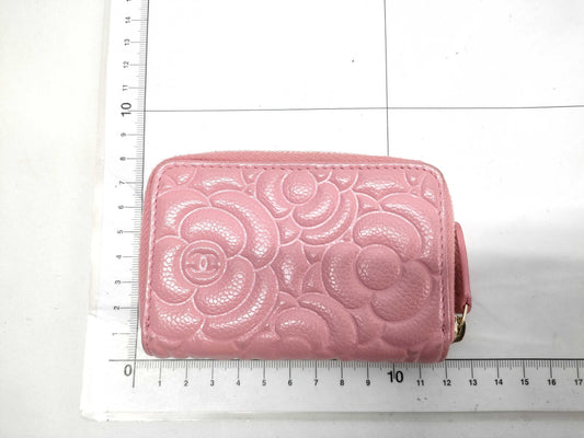 CHANEL Camellia Coin Case, Caviar Pink, No. 29