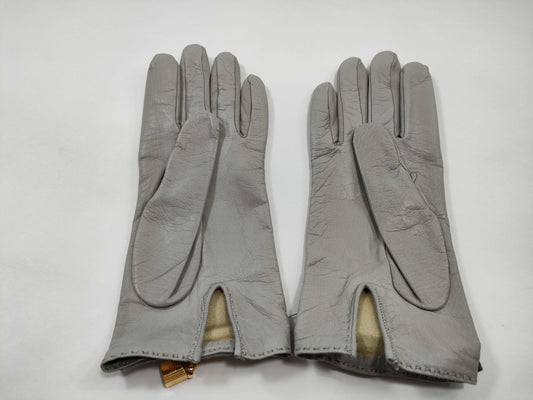 HERMES Kelly Leather Gloves Size 7 Gray Other Accessories