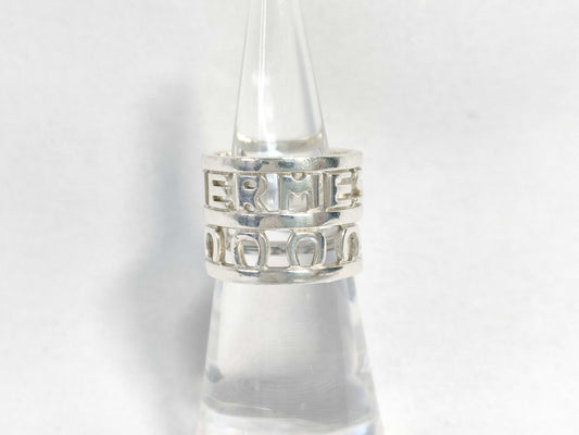 HERMES Campagne Silver 925 Ring #50 Logo Horseshoe 6.7g Ring