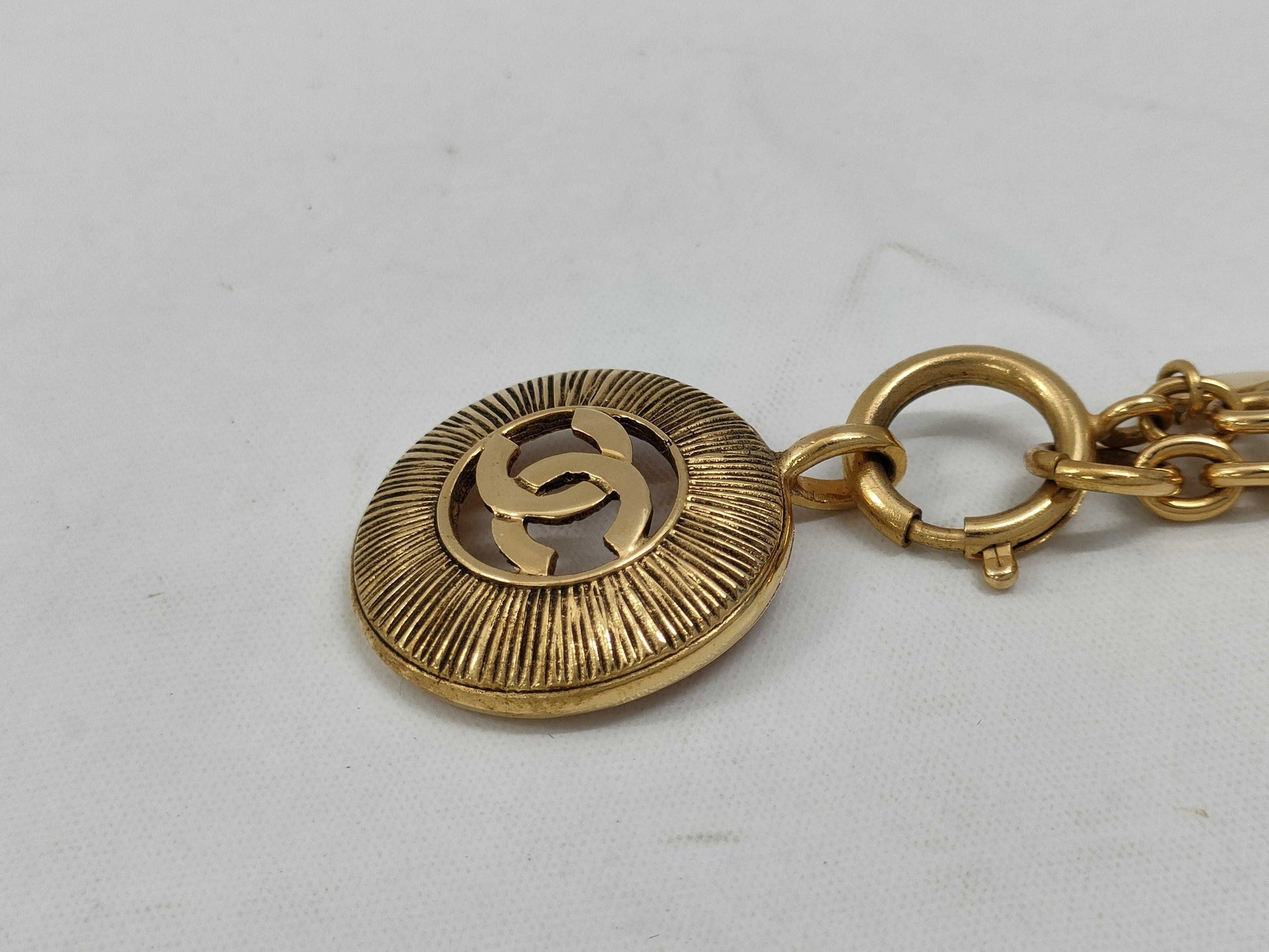 CHANEL Coco Mark Gold Chain Necklace