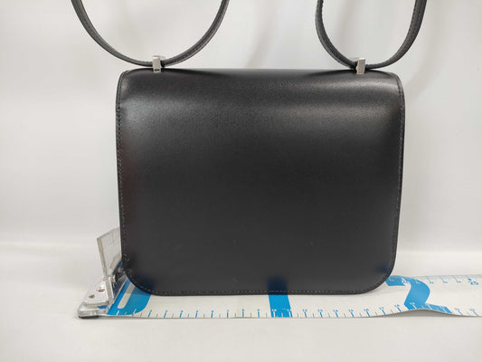 HERMES Constance 3 Miroir Mini Shoulder Bag, Black, Silver Hardware, Box Calf Leather, B Stamp, Perfect Condition