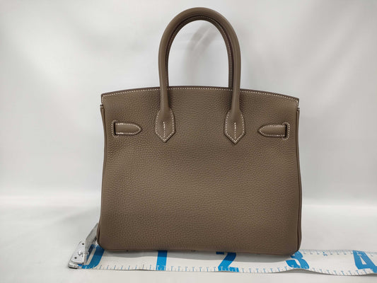 HERMES Birkin 30 Etoupe Handbag with Gold Hardware, Togo Double Stamp, Complete