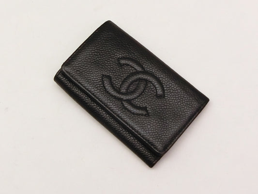 CHANEL Caviar Skin Coco Mark Key Case/Key Holder