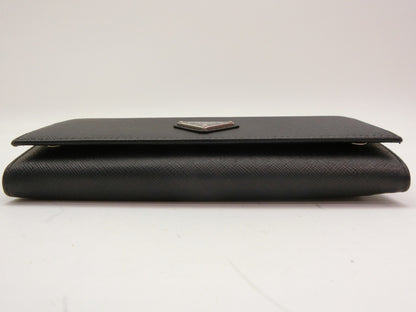PRADA Saffiano Triangle Logo Wallet