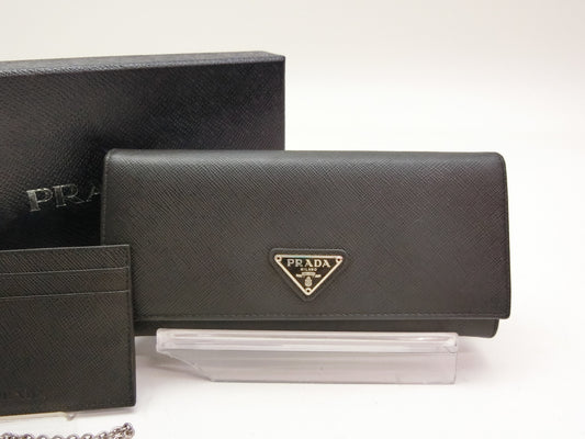 PRADA Saffiano Triangle Logo Wallet