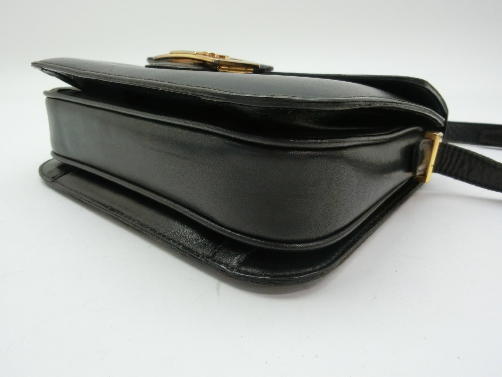 CELINE Leather Shoulder Bag with Carriage Hardware