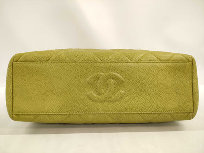 CHANEL Caviar Flap Handbag Green
