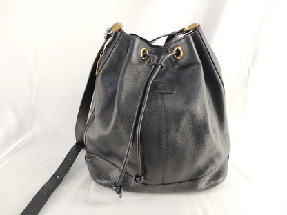 BURBERRY Drawstring Leather Shoulder Bag
