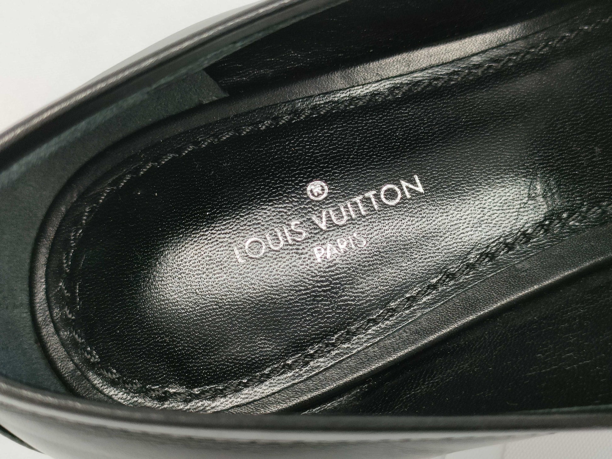 LOUIS VUITTON LOUIS VUITTON Flat Loafers Leather Size 38 1A4XE6 Black Loafers