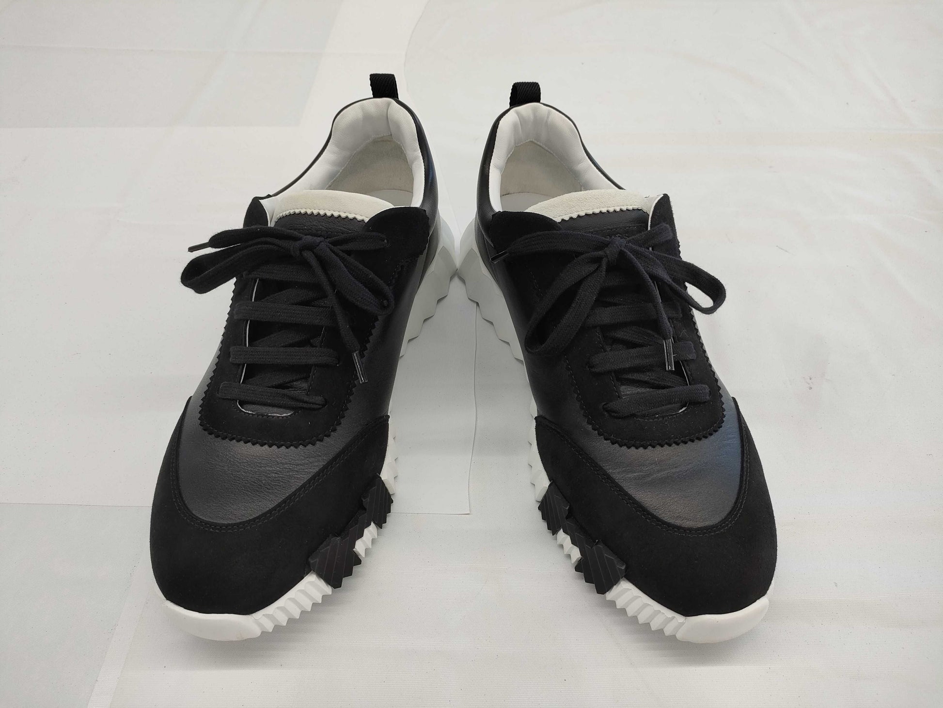 HERMES HERMES Men's Bouncing Sneakers Black Leather Size 43 Sneakers