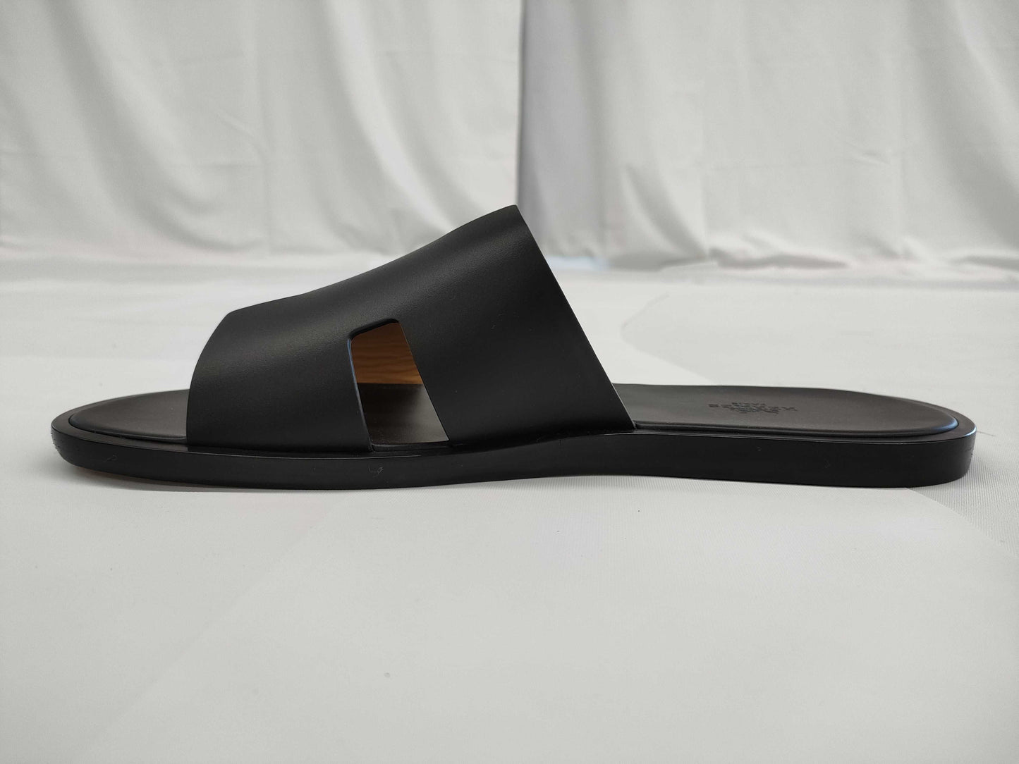 HERMES HERMES Men's Izmir Sandals, Black, Size 44, Unused