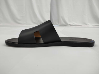 HERMES HERMES Men's Izmir Sandals, Black, Size 44, Unused