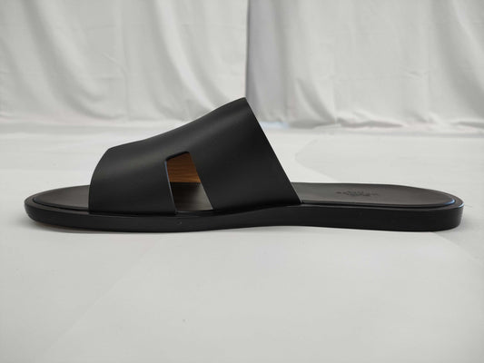 HERMES HERMES Men's Izmir Sandals, Black, Size 44, Unused