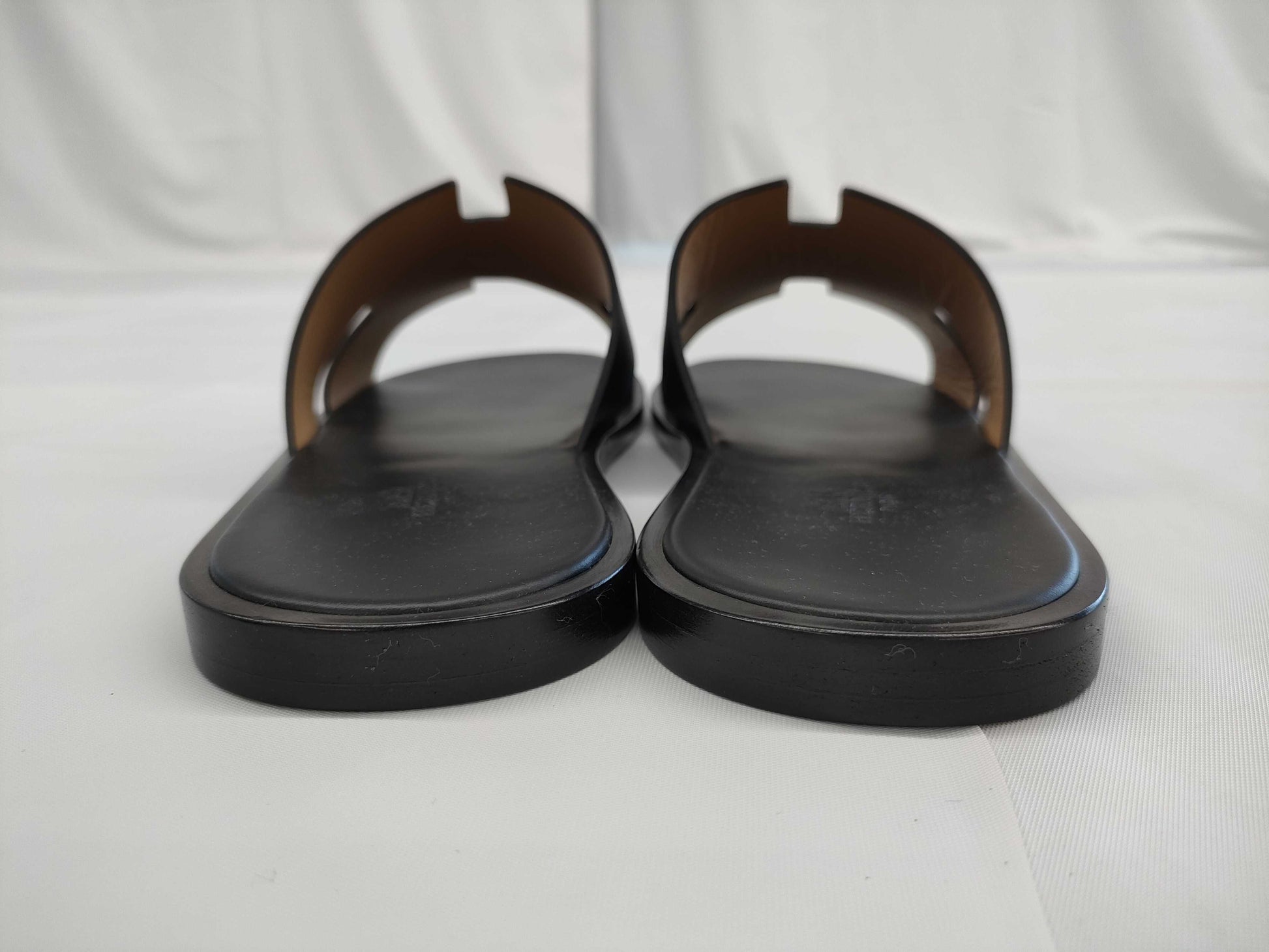 HERMES HERMES Men's Izmir Sandals, Black, Size 44, Unused