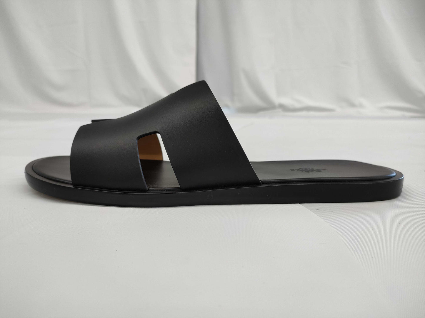 HERMES HERMES Men's Izmir Sandals, Black, Size 44, Unused
