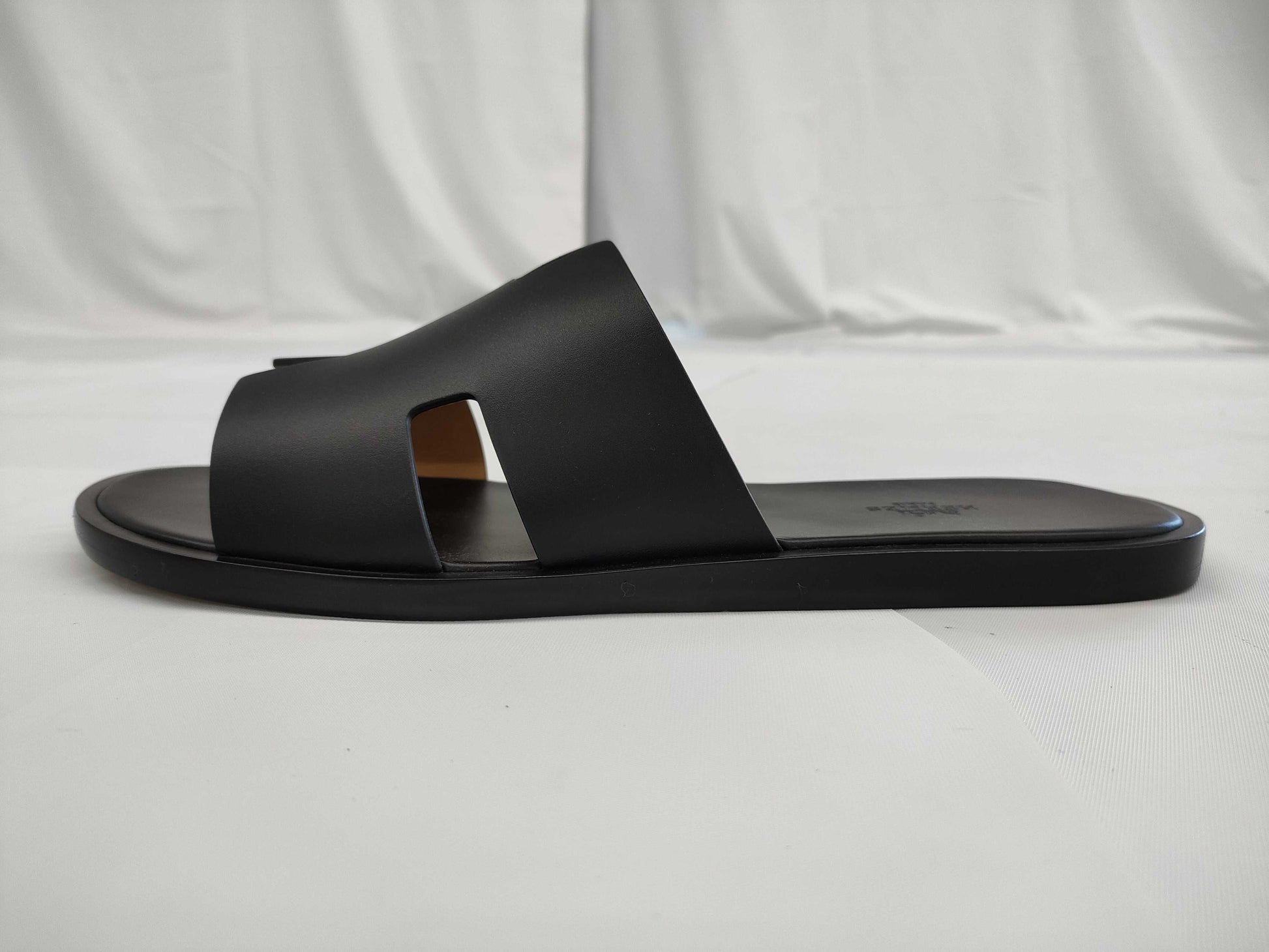 HERMES HERMES Men's Izmir Sandals, Black, Size 44, Unused