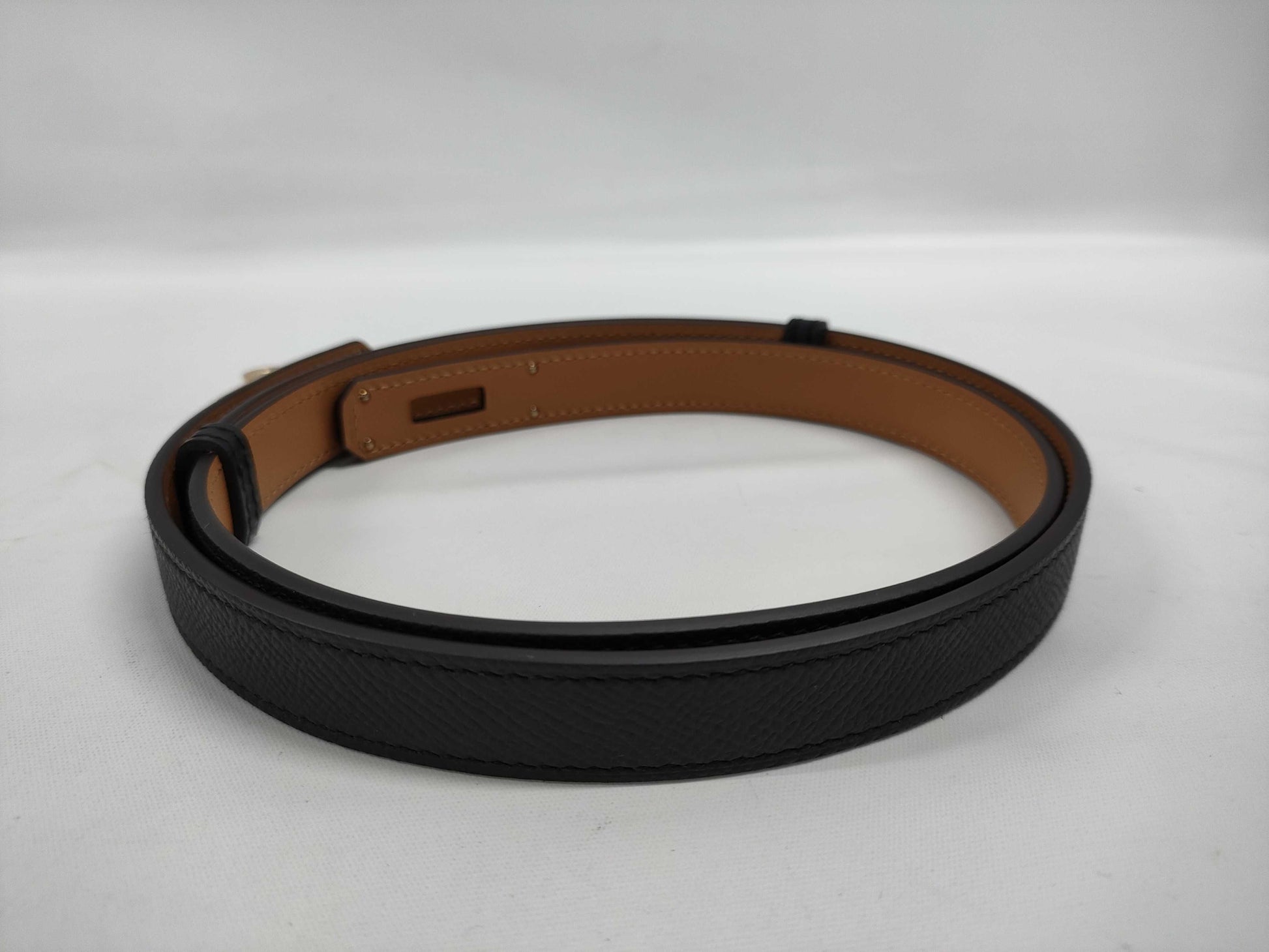 HERMES Kelly Belt, W Stamp, Black, NOIR, Gold Hardware