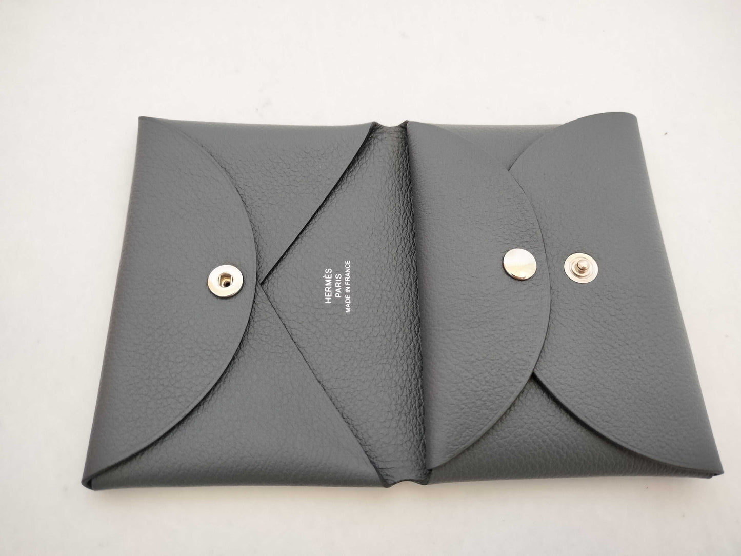 HERMES W Stamp HERMES Calvi Duo W Stamp Gray Unused Card Case/Pass Case/Business Card Holder