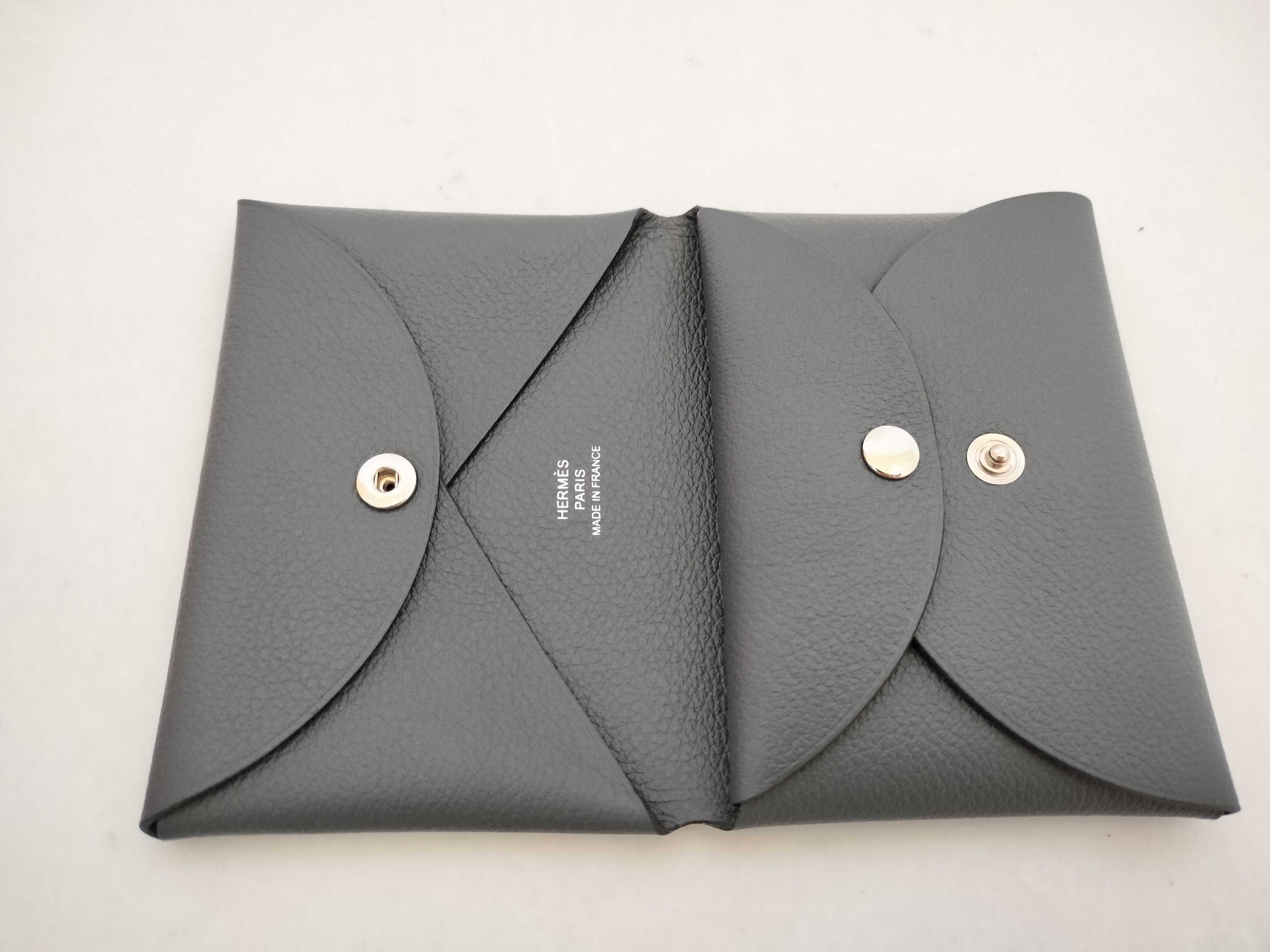 HERMES W Stamp HERMES Calvi Duo W Stamp Gray Unused Card Case/Pass Case/Business Card Holder