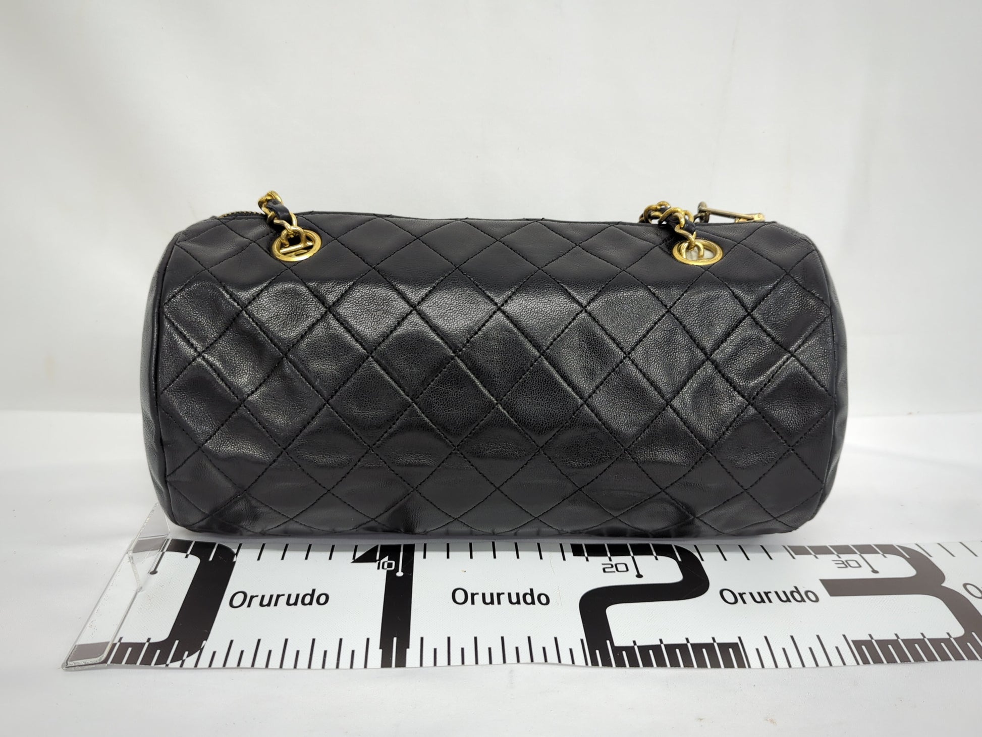 CHANEL Cylindrical Chain Boston Bag, Black, No. 1, Shoulder Bag
