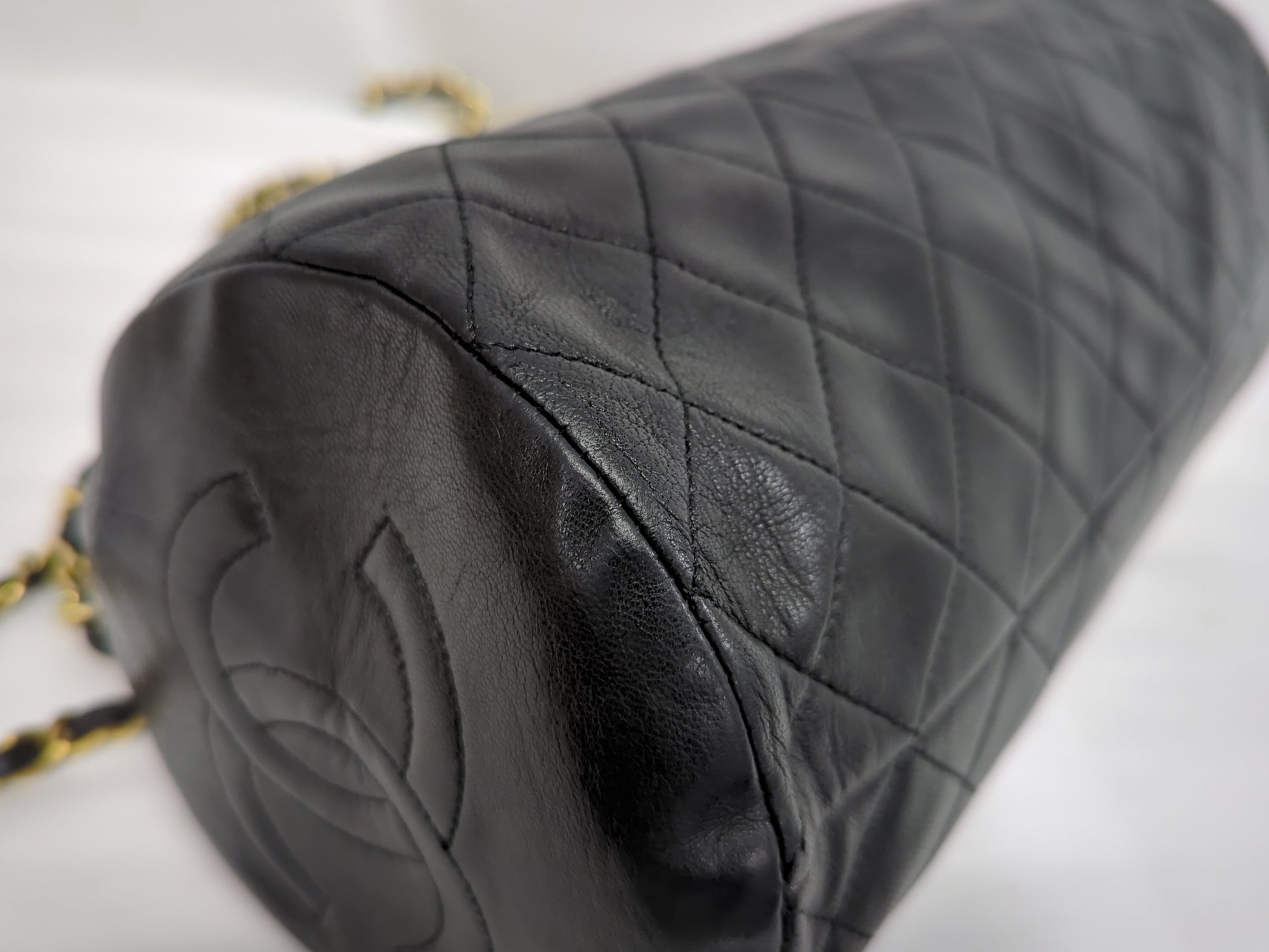 CHANEL Cylindrical Chain Boston Bag, Black, No. 1, Shoulder Bag
