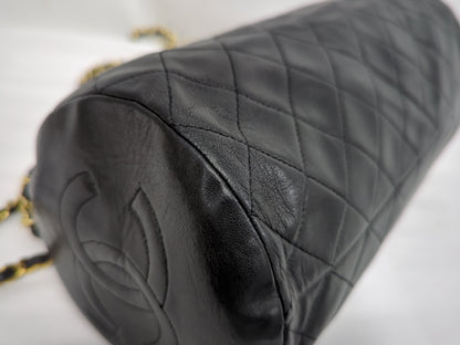 CHANEL Cylindrical Chain Boston Bag, Black, No. 1, Shoulder Bag