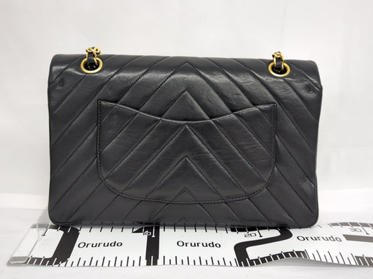 CHANEL Lambskin V-Stitch Double Flap Shoulder Bag, No. 1