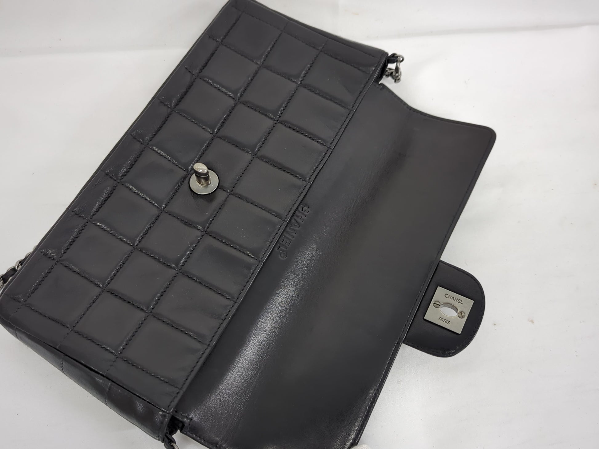 CHANEL Lambskin Chocolate Bar Chain Shoulder Bag with Silver Hardware, No. 6