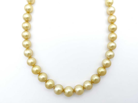 White South Sea Pearl Necklace, Diameter: Approx. 9.0-10.7mm, Sterling Silver, 54.2g 