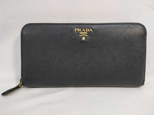 PRADA Prada long wallet with round zipper, black