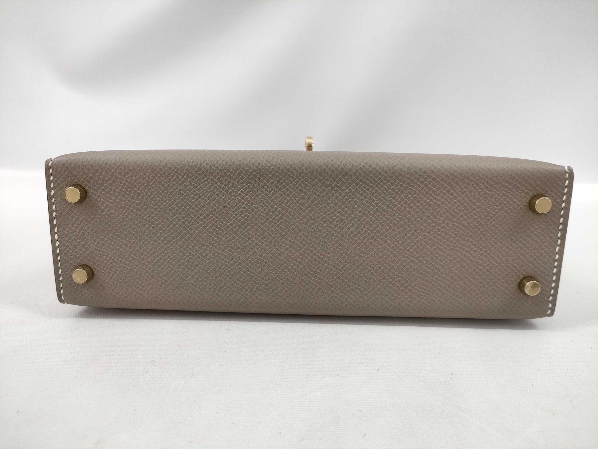 HERMES Mini Kelly Do SPO Handbag in Epson Asphalt with Grey Clasp, GD Hardware, Double Stamp