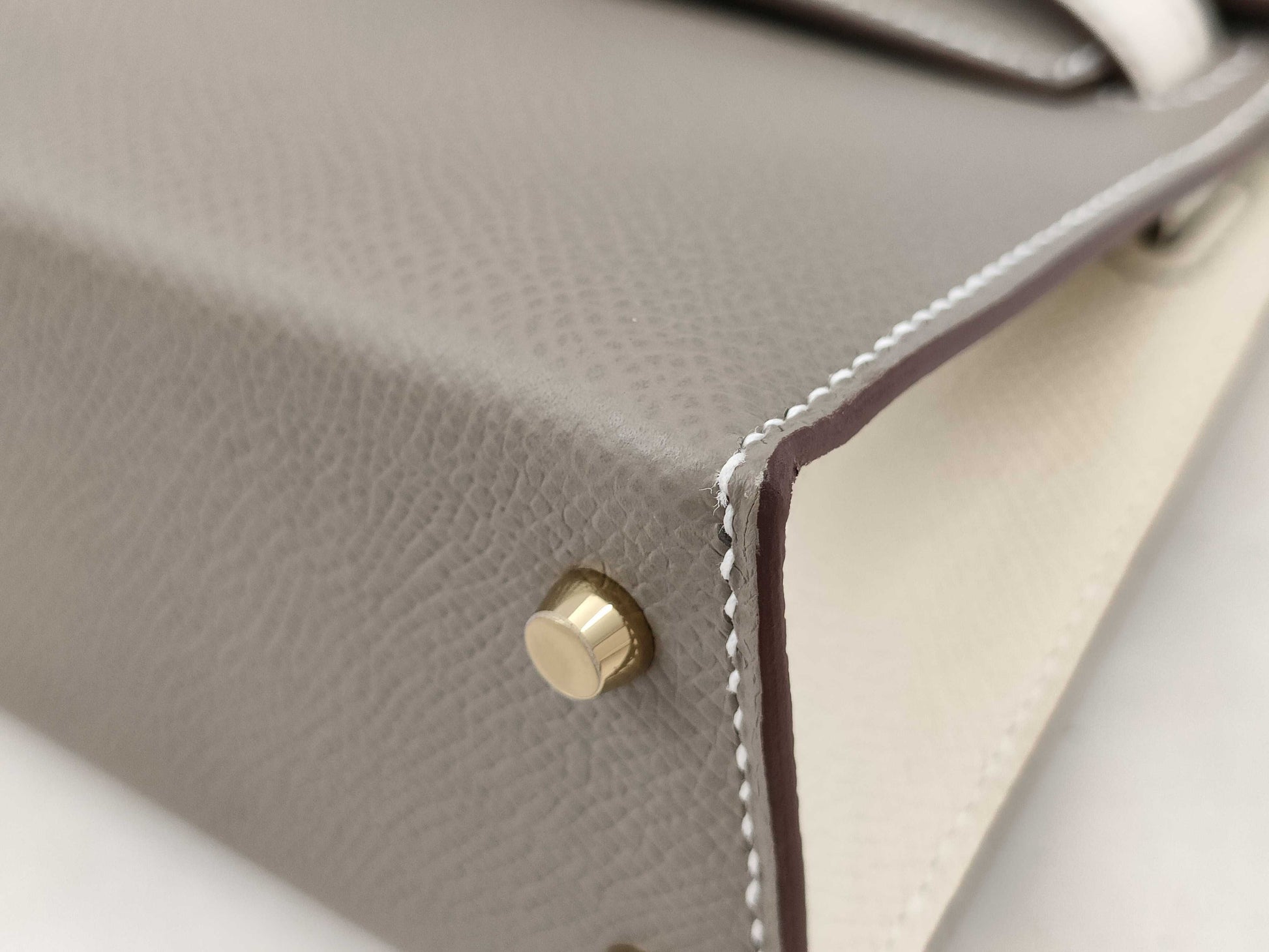 HERMES Mini Kelly Do SPO Handbag in Epson Asphalt with Grey Clasp, GD Hardware, Double Stamp