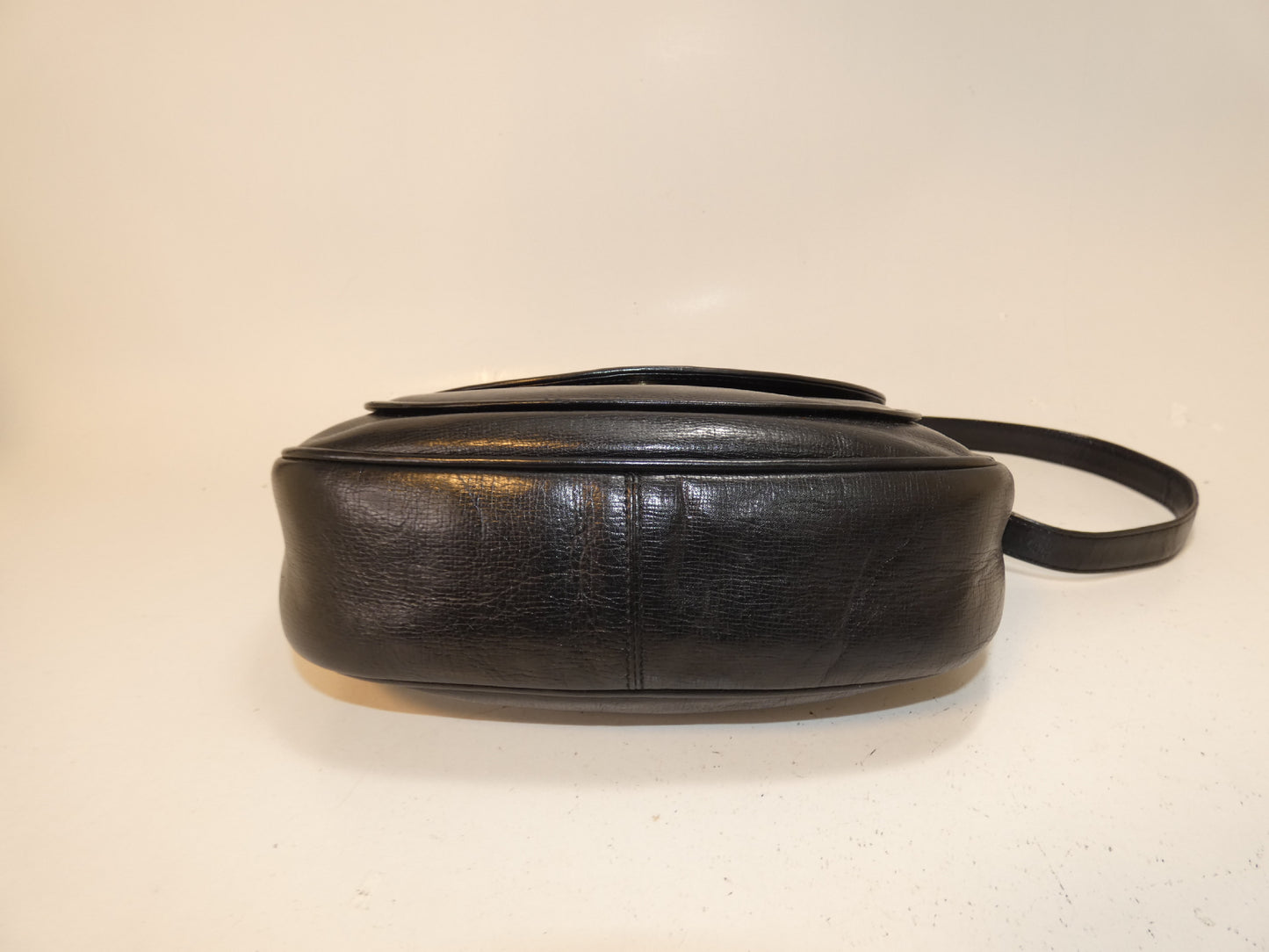 Yves Saint Laurent Leather Black Flap Shoulder Bag with Front Logo