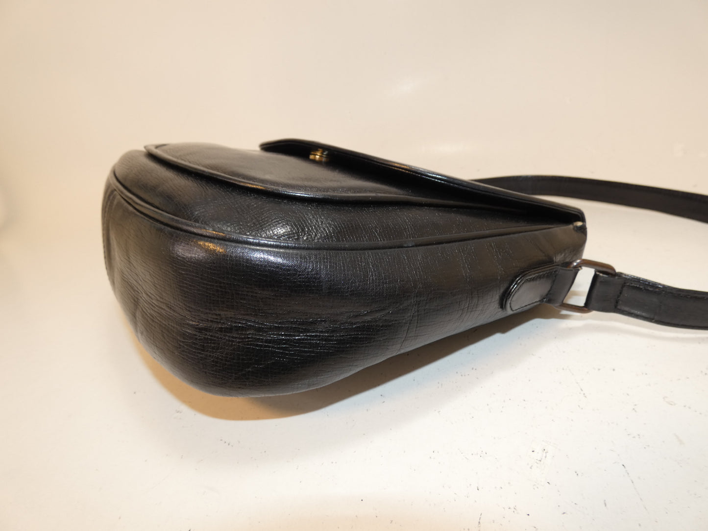 Yves Saint Laurent Leather Black Flap Shoulder Bag with Front Logo