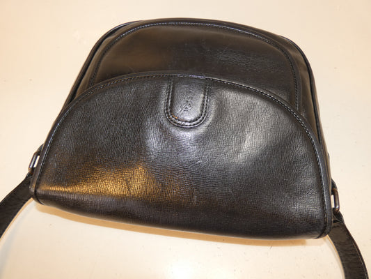 Yves Saint Laurent Leather Black Flap Shoulder Bag with Front Logo